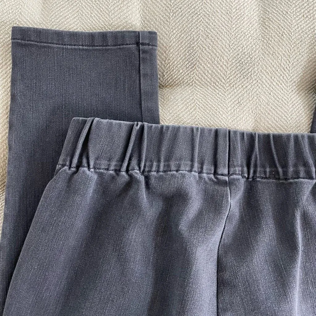 Soft Surroundings Grey Black Wash Pull On Jeans Denim L - Image 2