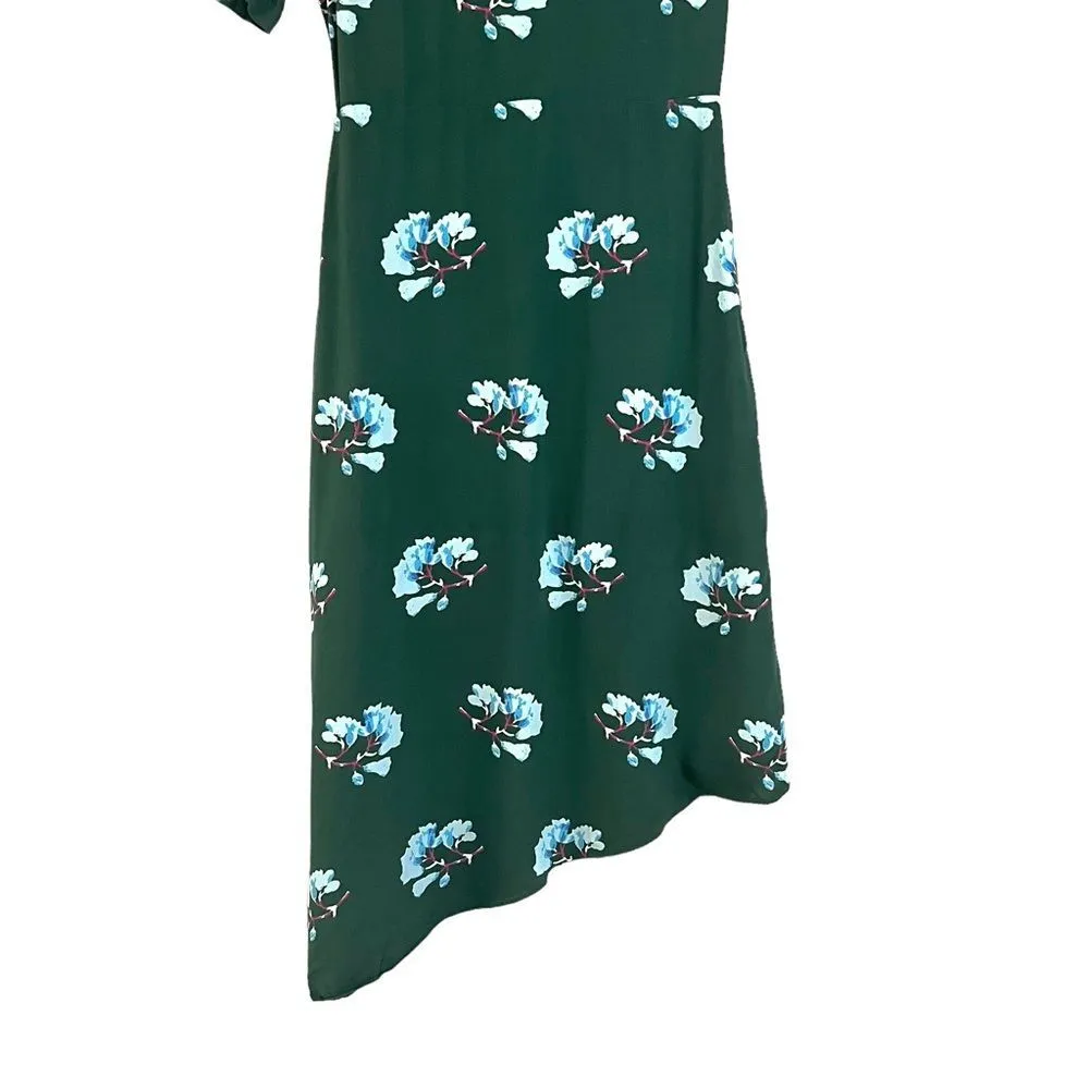 Maje Rowers Asymmetric Floral Silk Blend Lace Midi Dress Green Blue Small - Image 9