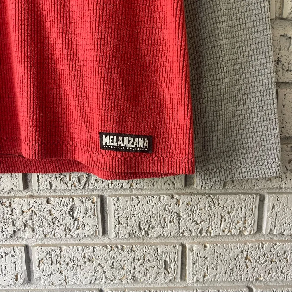Melanzana Micro Grid Half Zip Pullover Sweater Grey Red Womens Size Medium - Image 3