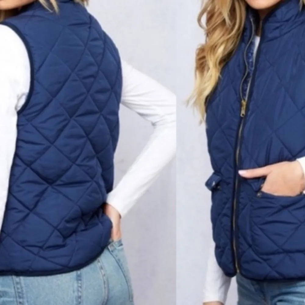 Reversible Quilted/Faux Sherpa Vest‎ Blue Size L - Image 14