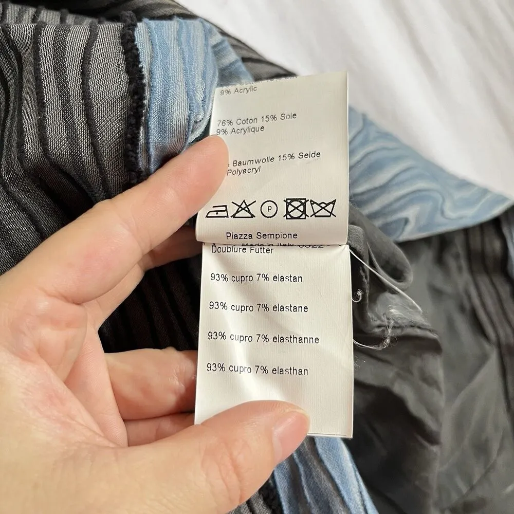 Piazza Sempione Size 48 Fit M/L Sleeveless Textured Sheath Dress Blue Gray - Image 5