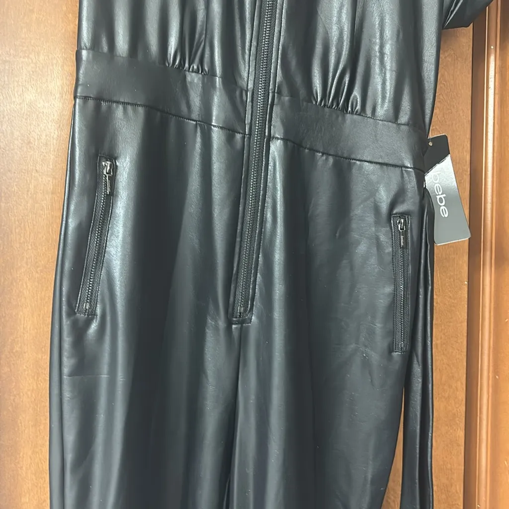 - NEW BEBE VEGAN LEATHER MOTO JUMPSUIT - Image 6