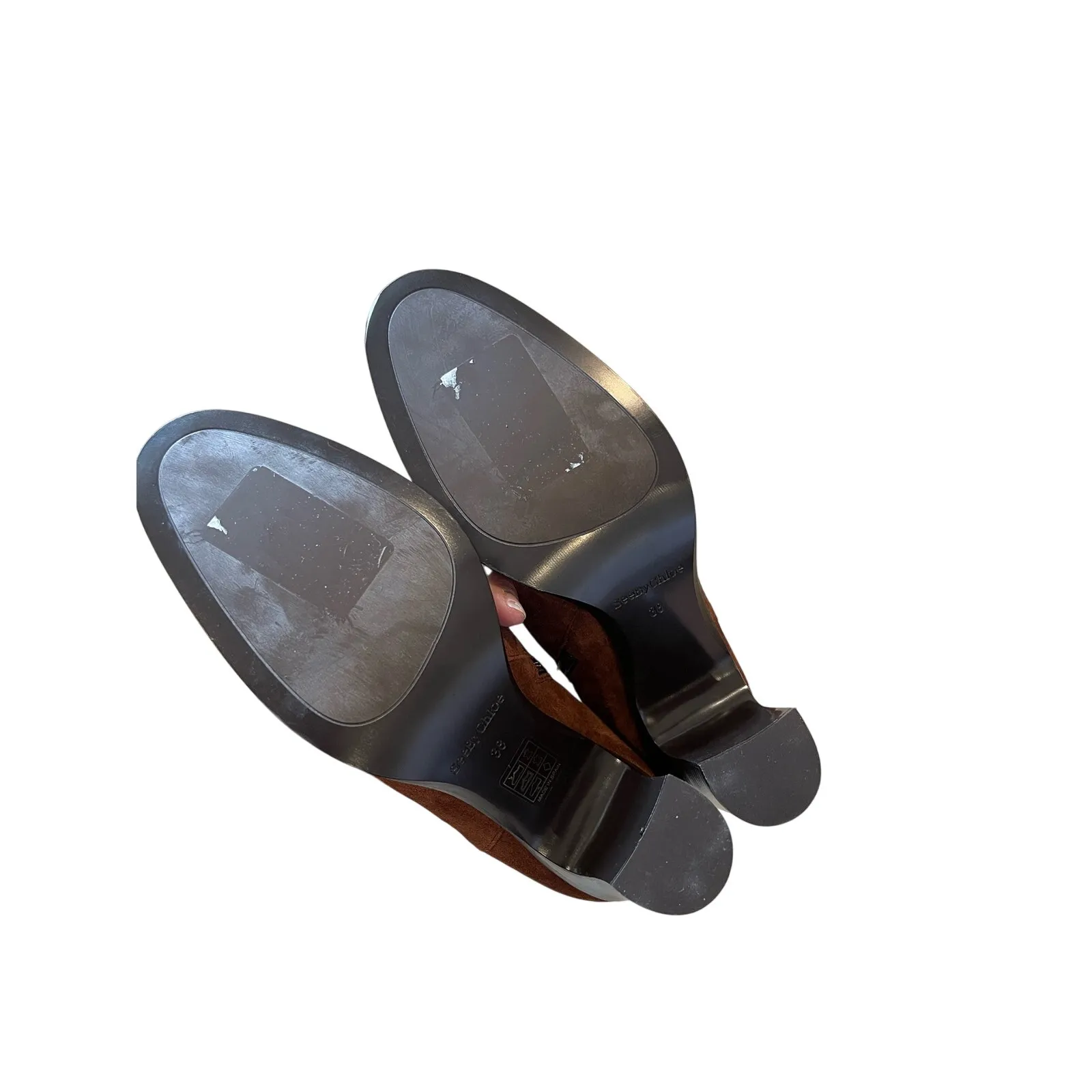 See by Chloé Women’s 38 / 7.5 Brown Suede Snakeskin Ankle Boots Block Heel - Image 8