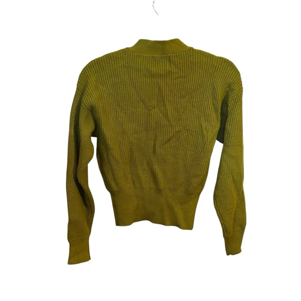 J.O.A. Olive Double Breasted Two Button Viscose Blend Size Small Ribbed Cardigan - Image 7