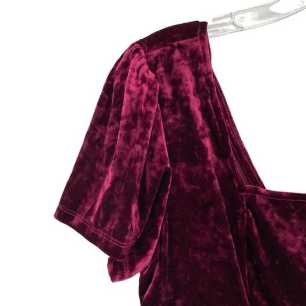 Crushed Velvet Babydoll Dress Goth Vamp Y2K Red Size L - Image 3