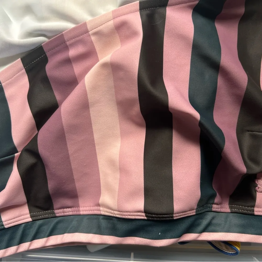 EUC Albion Fit Gem Striped Wave Icon Ruffle One Shoulder Bikini Top Sz XS $64 - Image 6