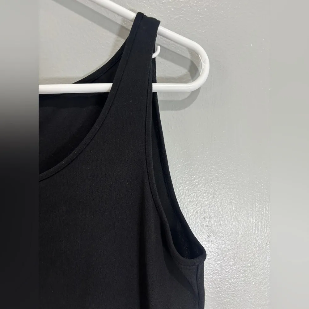 Eileen Fisher Silk Georgette Crepe Ballet Neck Tank Small Basic Black Tank Top - Image 9