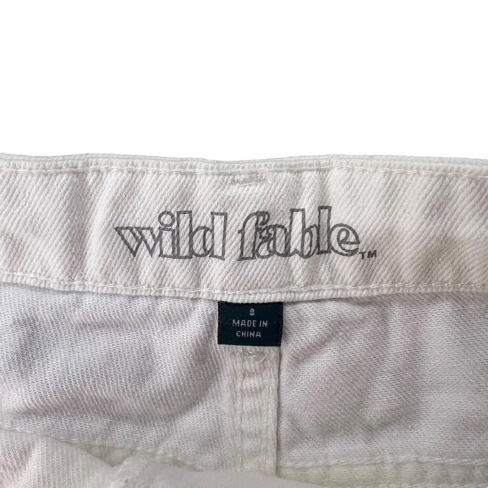 Wild Fable Women Small High Rise White Denim Cutoff Shorts Button Fly Fringe Hem - Image 2