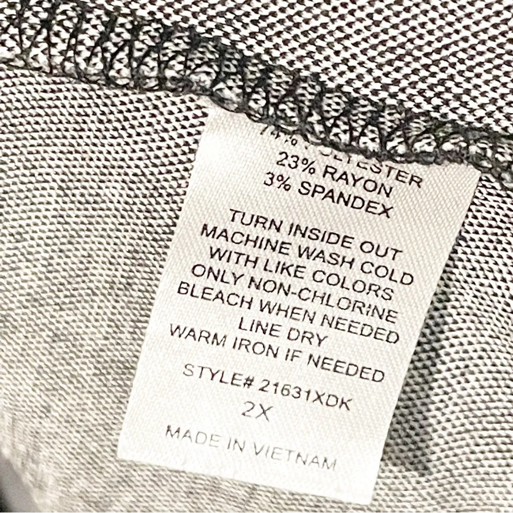 Olivia Blu Open Cardigan Womens 2X Plus Size Black Window Pane Print Open Front - Image 4