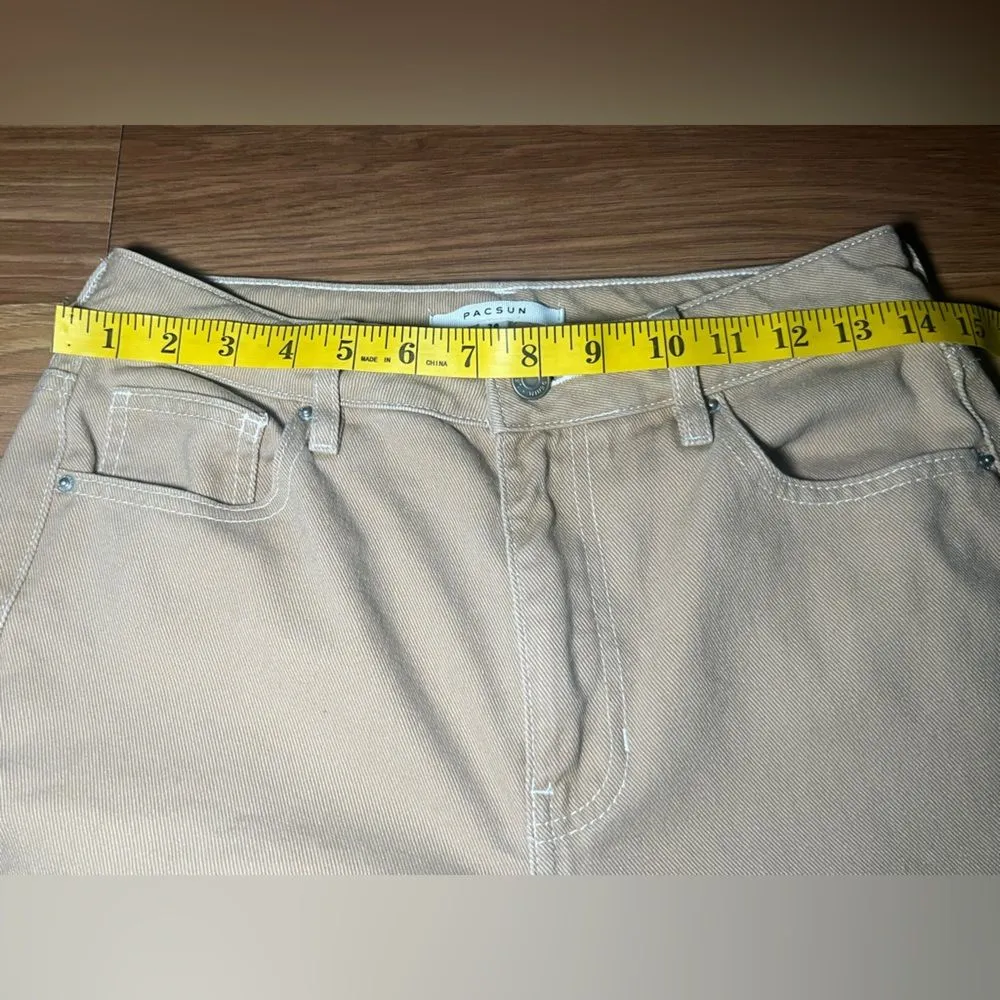 PacSun Women's Eco High Waisted Straight Leg Mom
Jeans in Tan Size 26 - Image 4