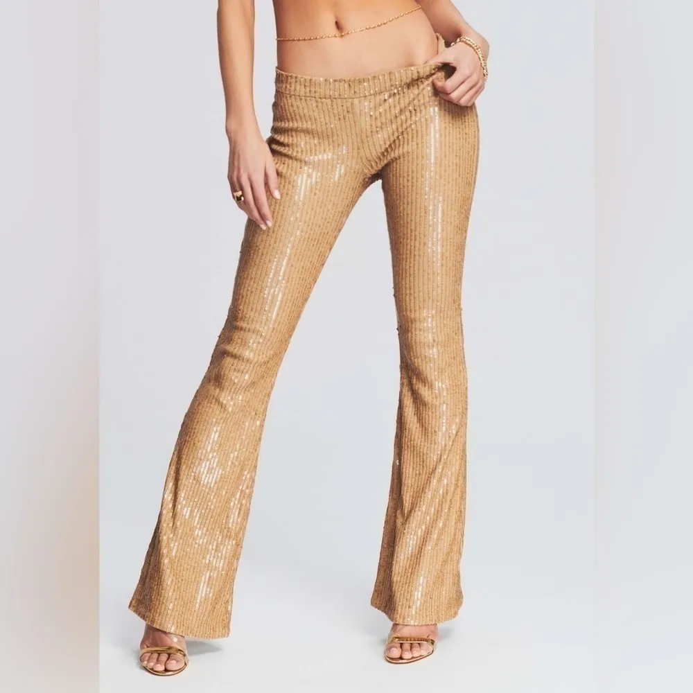 RETROFETE Julien Sequin Knit Pant In Nude Gold Size L - Image 5