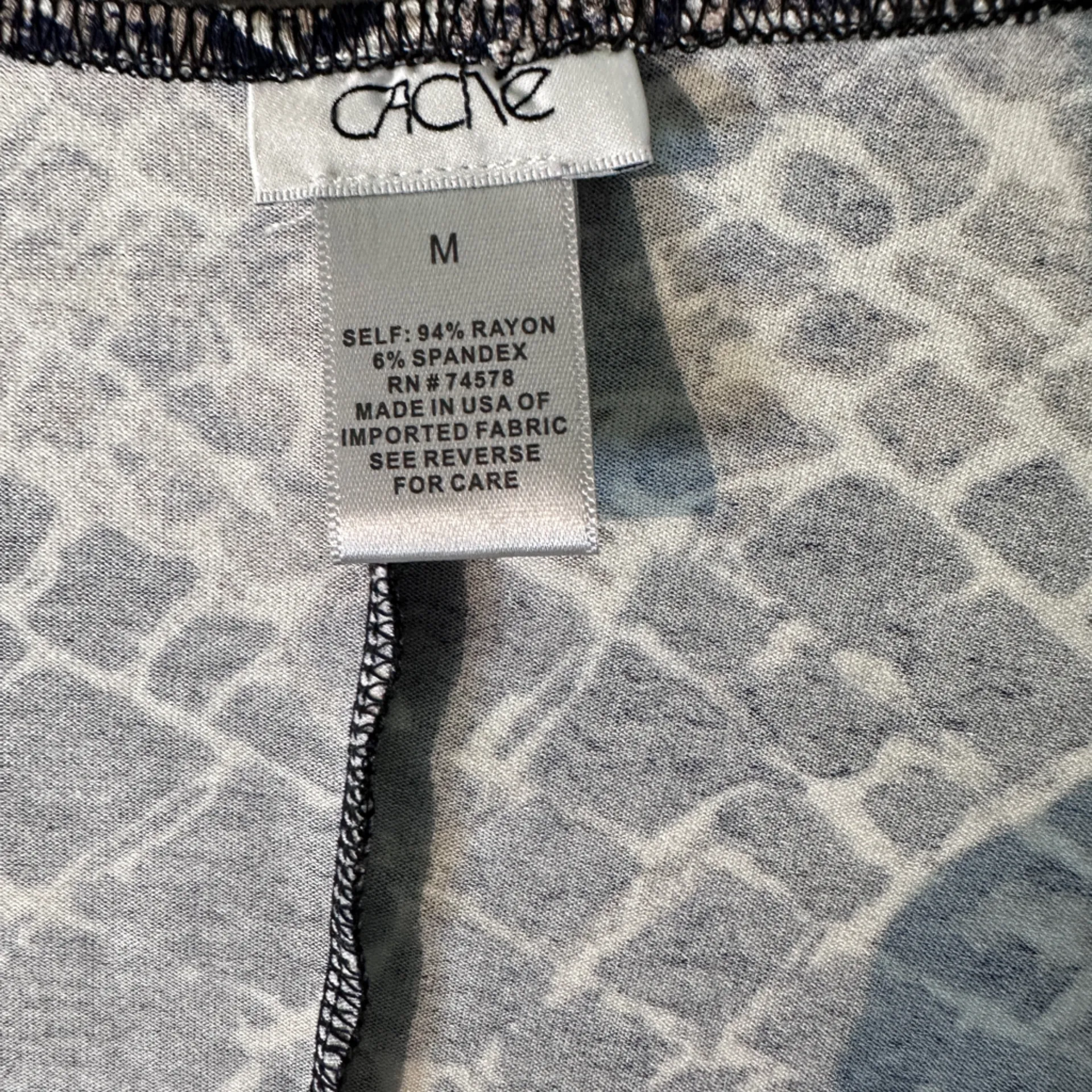 Cache Women's geometric Print Blue‎ Wrap Dress  M Stretch Y2K Long Sleeve - Image 7