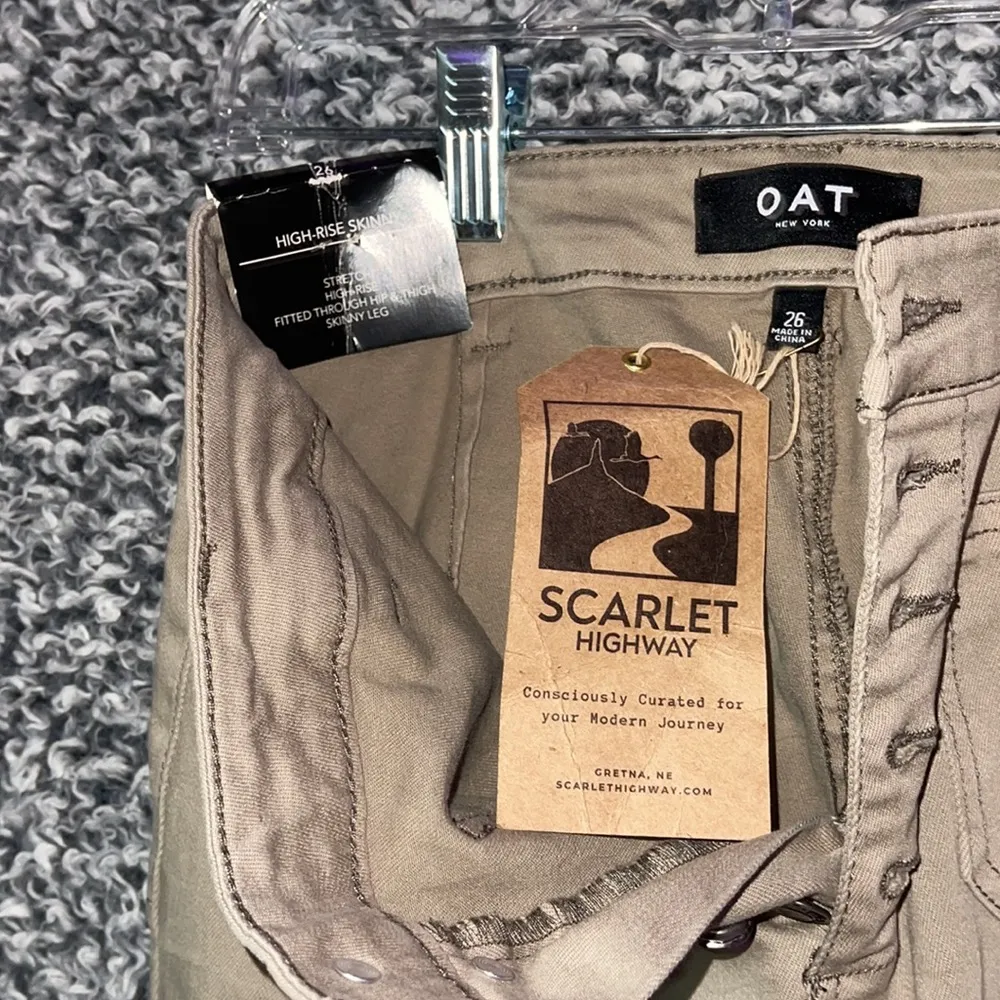 Oat New York beige/green skinny jeans, size 26 waist - Image 5