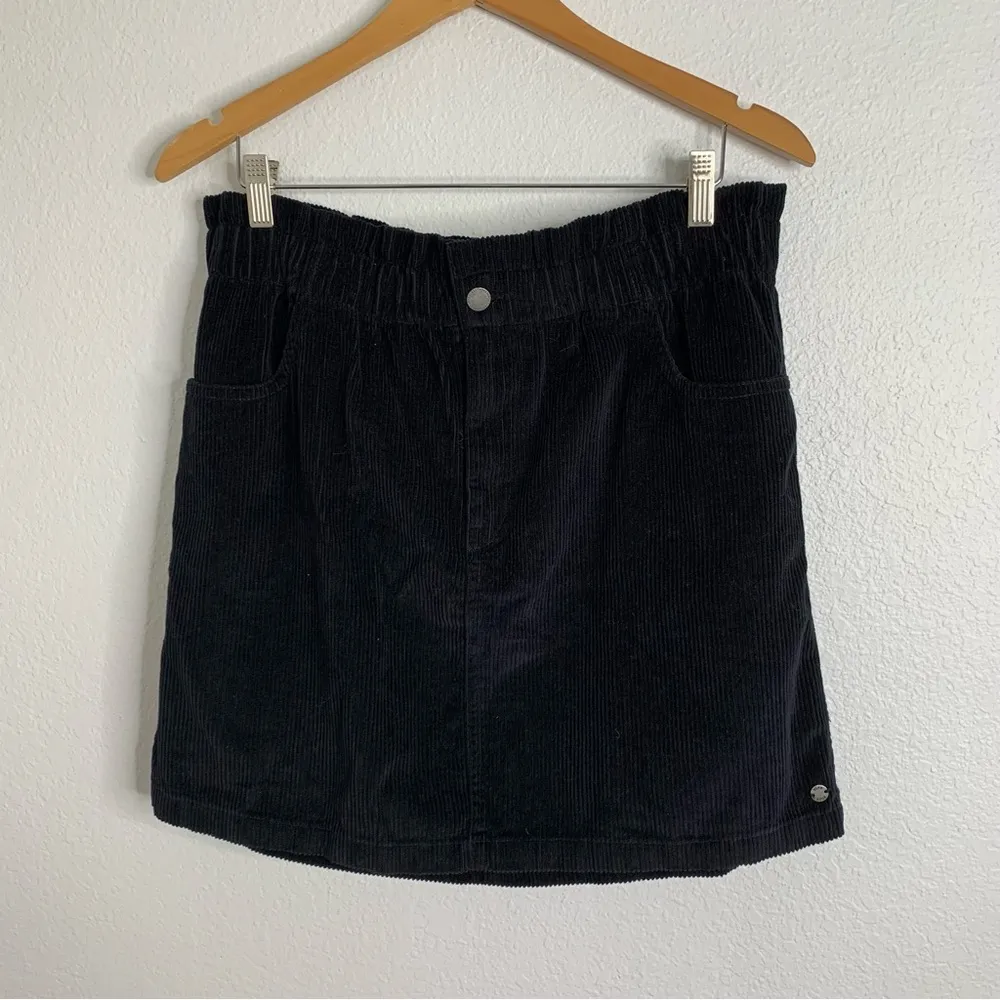 Roxy Black Corduroy Ribbed Mini Skirt Size Extra Large - Image 2