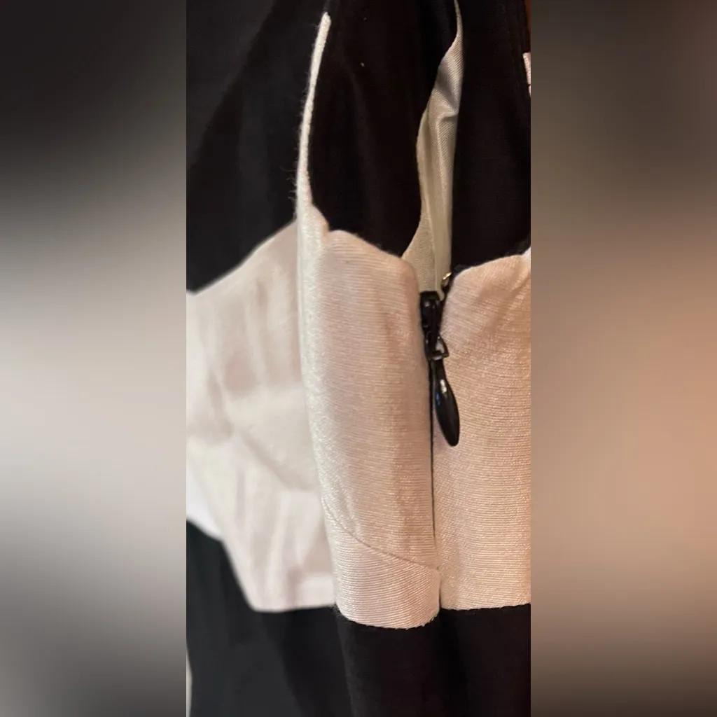 Kate Spade Colorblock Gayle Fit & Flare‎ Cotton Silk Dress Black & Cream Size 8 - Image 13