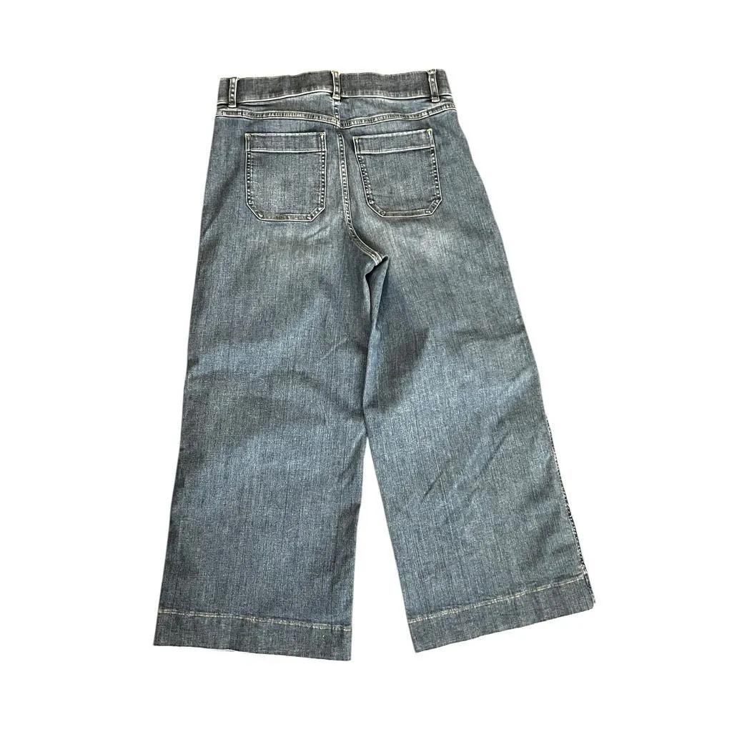 SPANX High Rise Cropped Wide Leg Jeans Medium Wash Size Large - Image 8