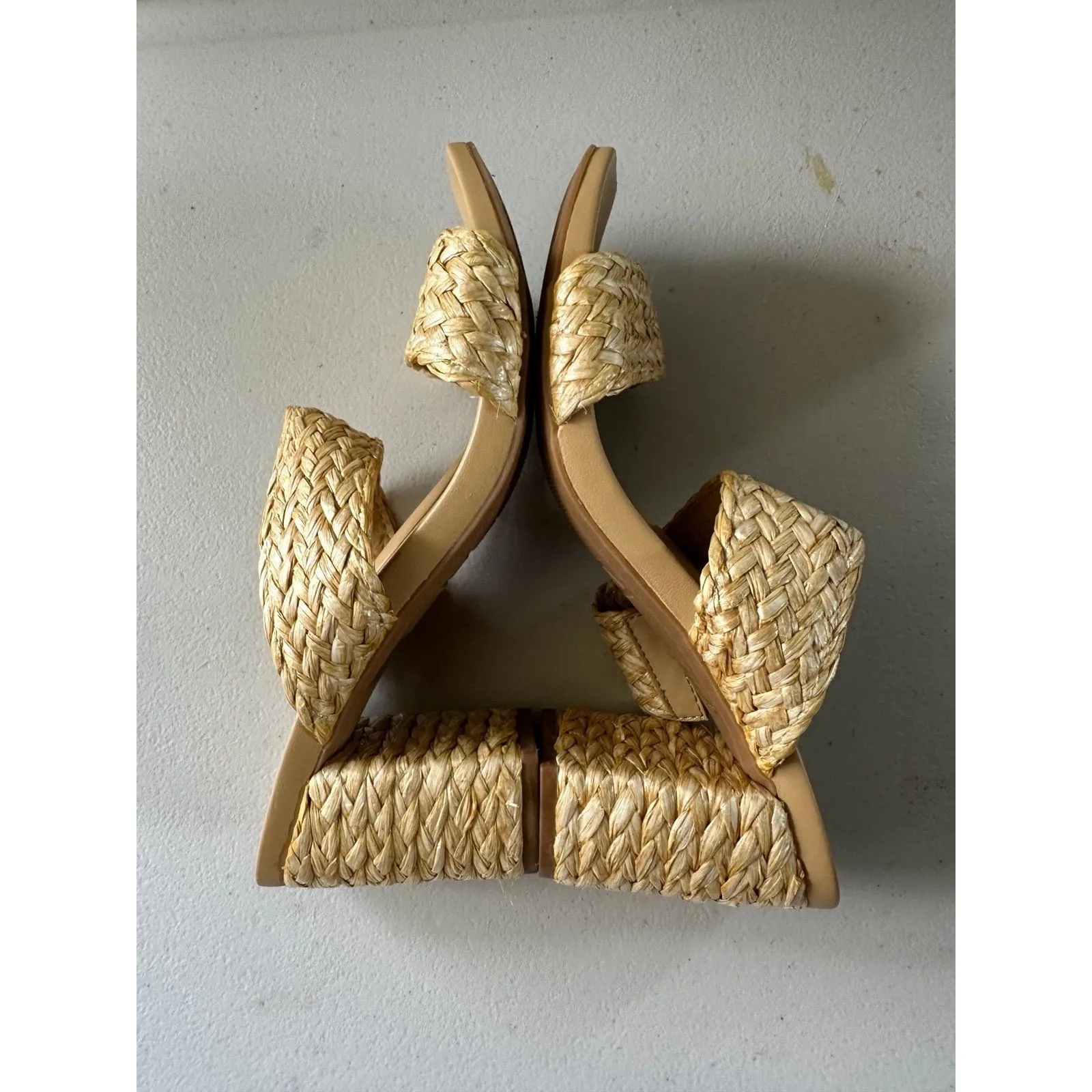 MIA Felicity Wide Double-Band Braided Raffia Block Heel Slip On Sandal 8.5 - Image 5