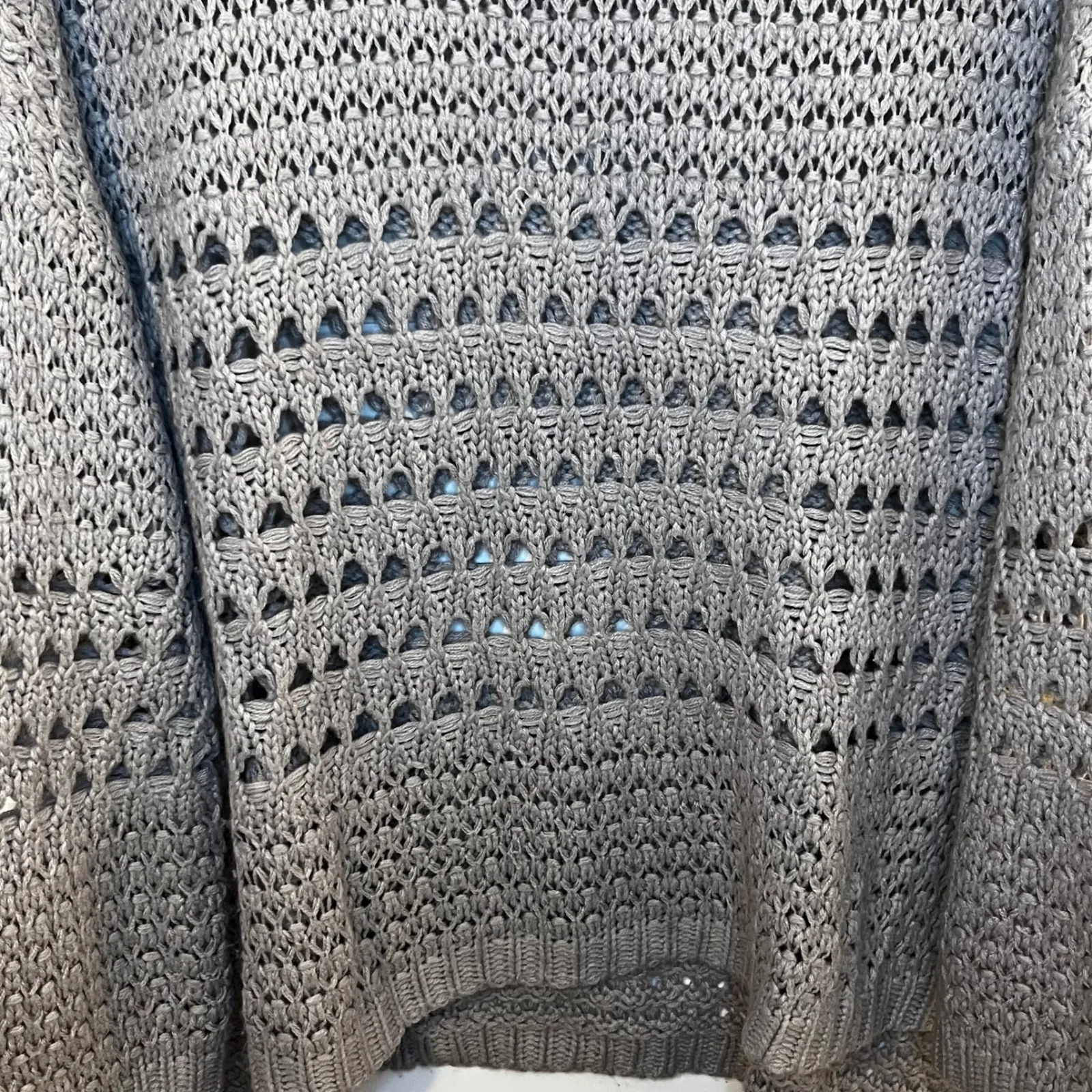 Kimchi Blue Gray Crochet Knit Oversized Sweater Women M Minimalist Neutral - Image 6