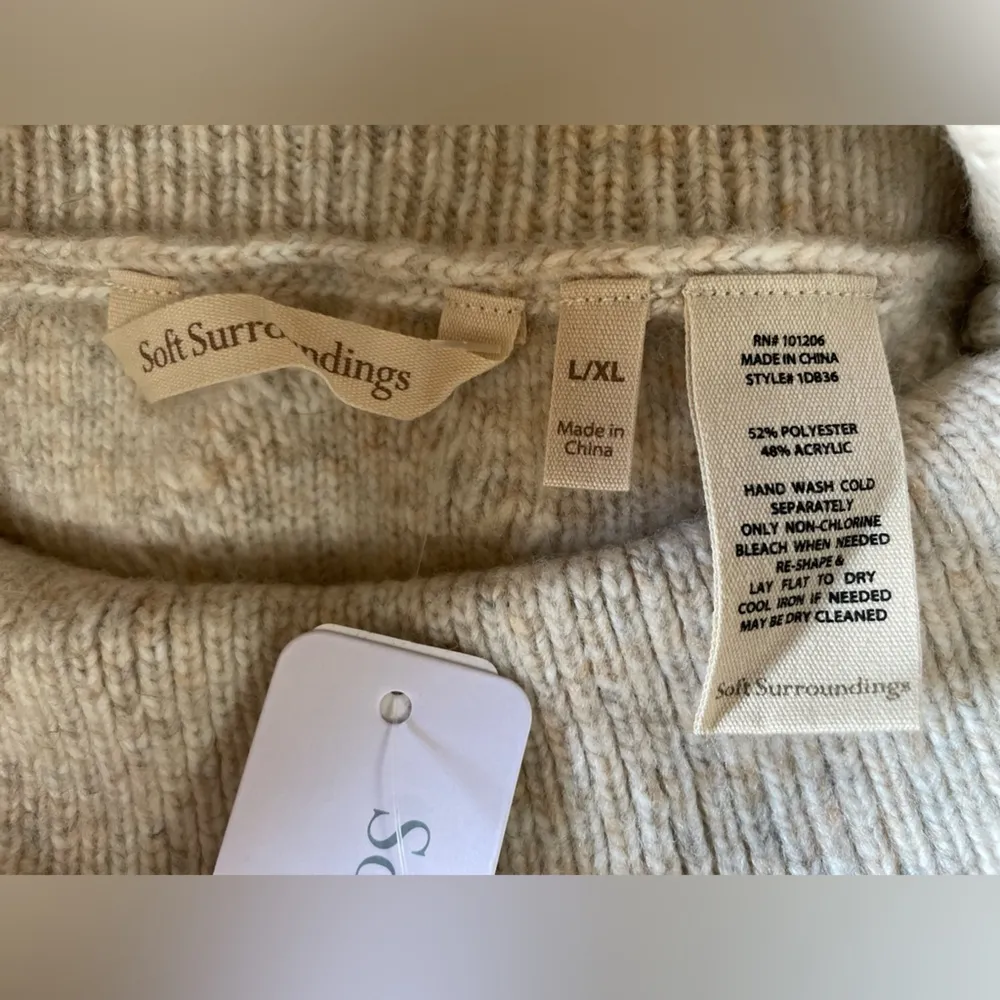 SOFT SURROUNDINGS Aviemore Sweater Knit Poncho in Heather Oatmeal Size L/XL NWT - Image 8