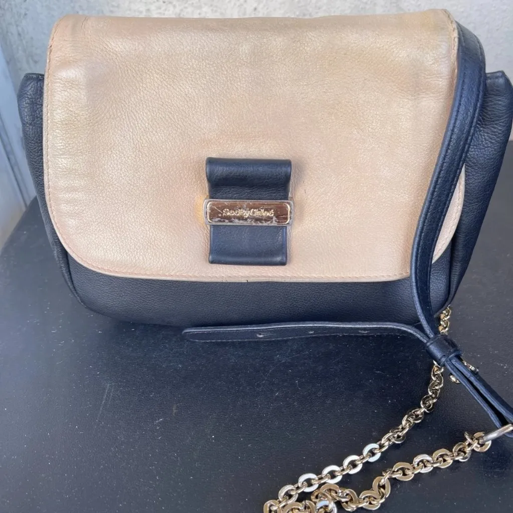 Black and Tan Leather Shoulder Bag See by Chloe - Image 2