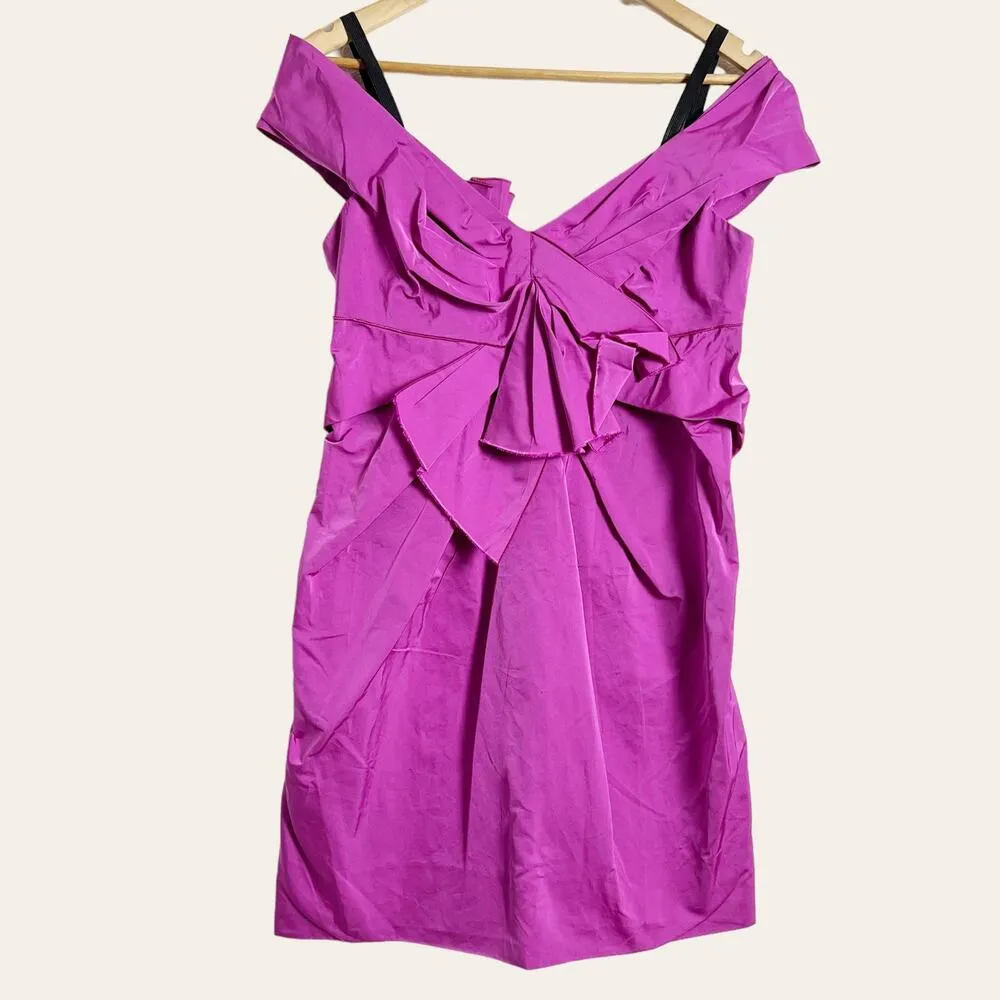 Marc Jacobs Magenta Purple Off Shoulder Twist Knot Front Mini Dress Size 2 - Image 2