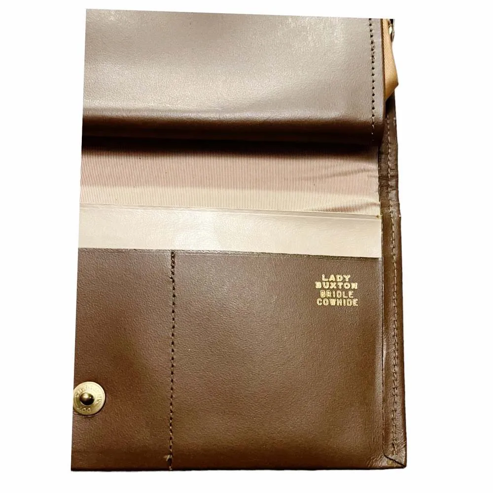 VINTAGE LADY BUXTON Leather Hand Purse Wallet Suede 40s 50s L: 7 x 3.5 in Brown - Image 4