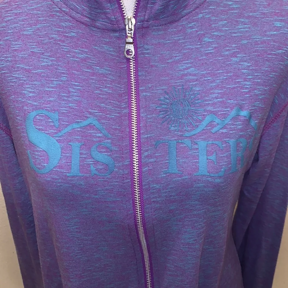 Sisters Mountains lightweight full zip up sweatshirt purple blue - Image 2