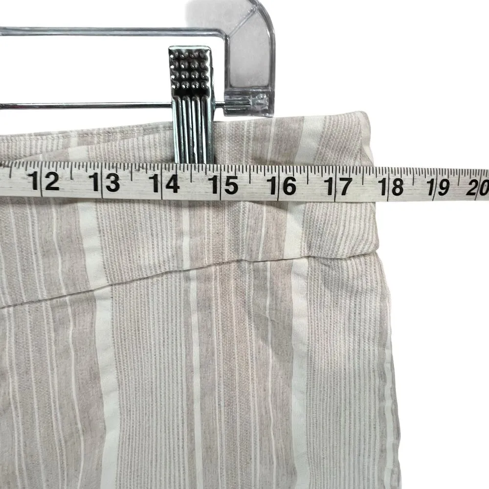 Jenna Rose Pants Womens 16 Cream White Stripe Pull On Lace Hem High Rise Coastal - Image 6