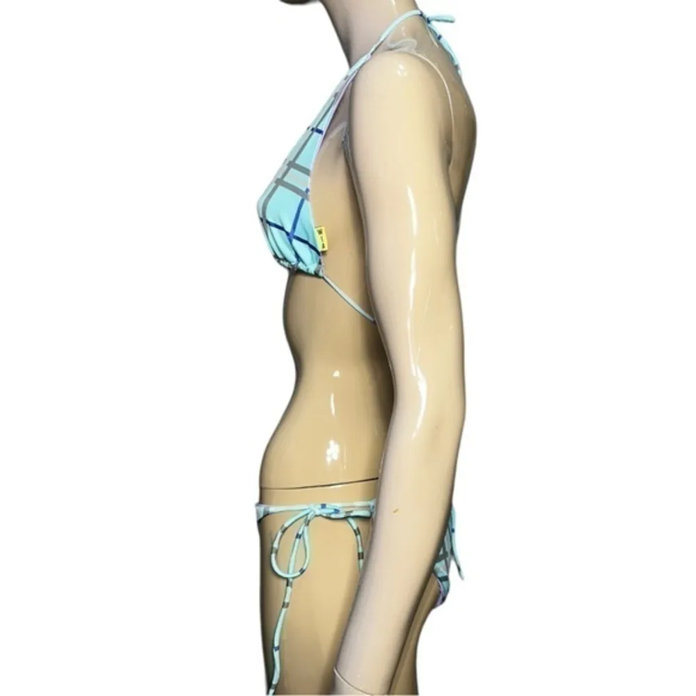 WIA W.I.A. Dolls Kill Womens Size S Blue Purple Gray Silver Plaid RIP Bikini Set - Image 6