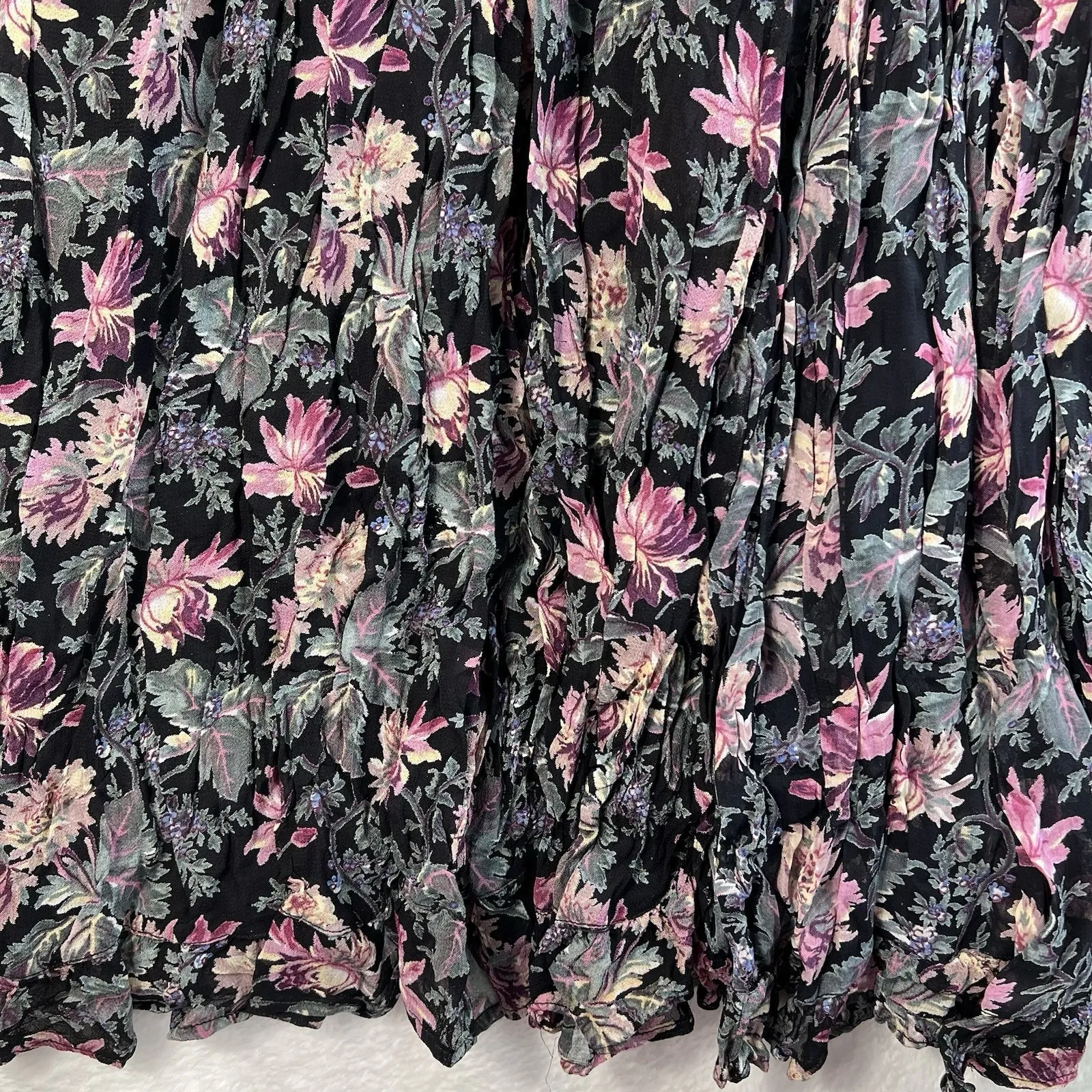 Y2K Style M Medium Skirt Maxi Boho Peasant Whimsy Fairy Layered Cottagecore Black - Image 3