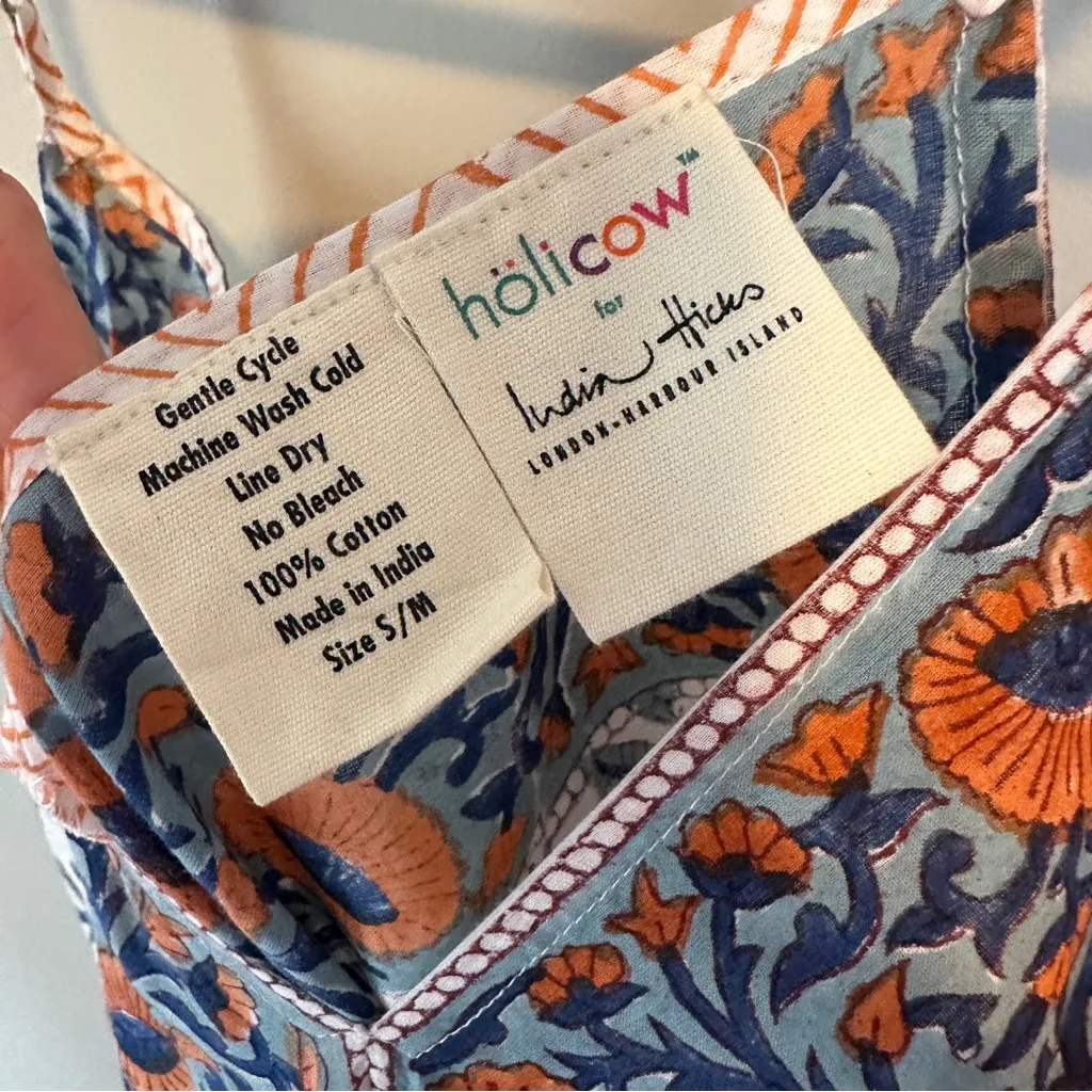 India Hicks x Holicow Block Printed Handkerchief Hem Midi Dress - Image 4