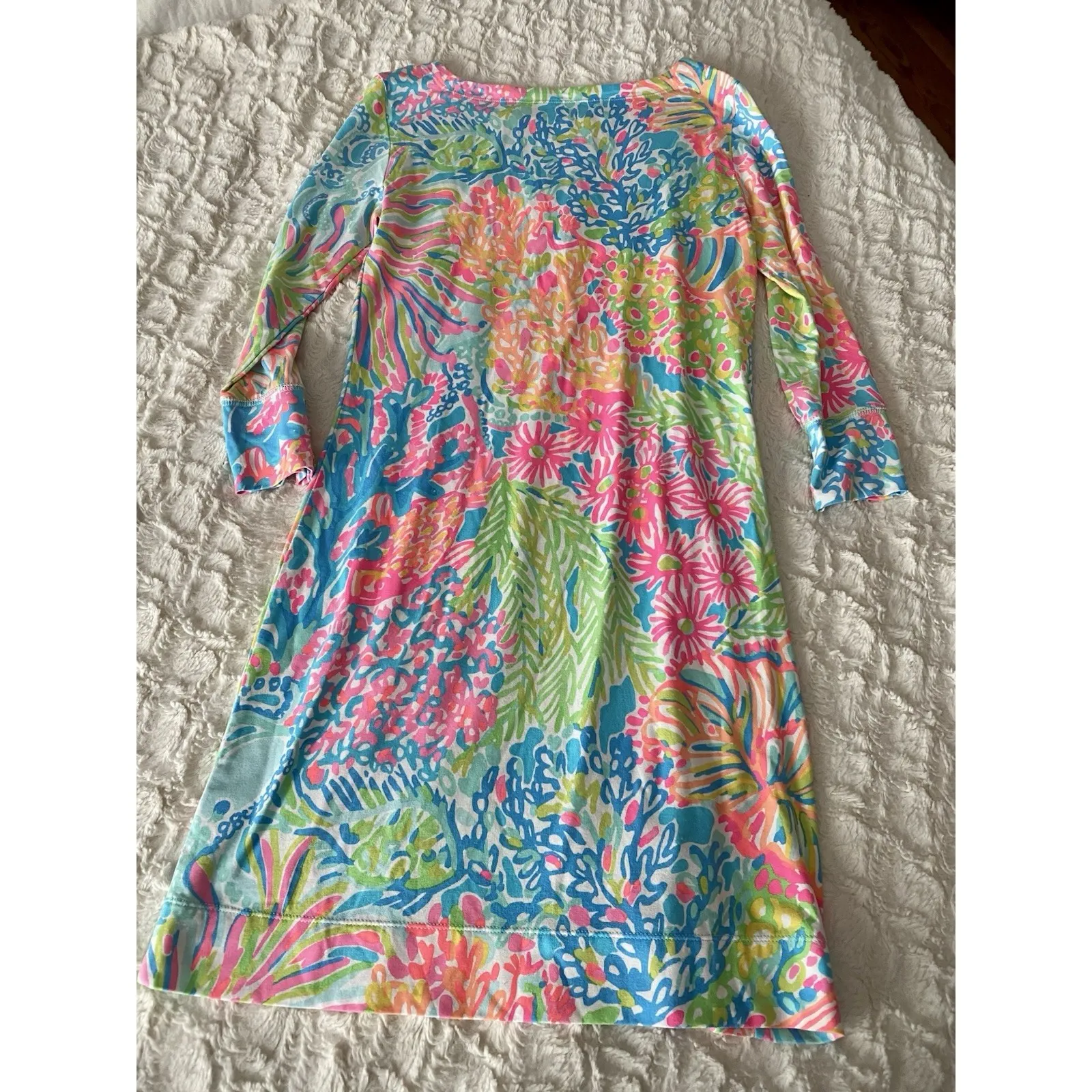 Lilly Pulitzer Women's Sophie Dress Size XS 3/4 Sleeve Floral Boat Neck - Image 4