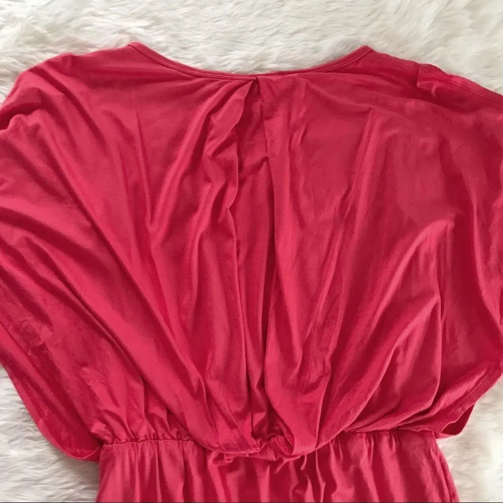 TRINA TURK Jersey Knit Sheath Dress Stretch Short Sleeve Blouson Coral Small New - Image 9