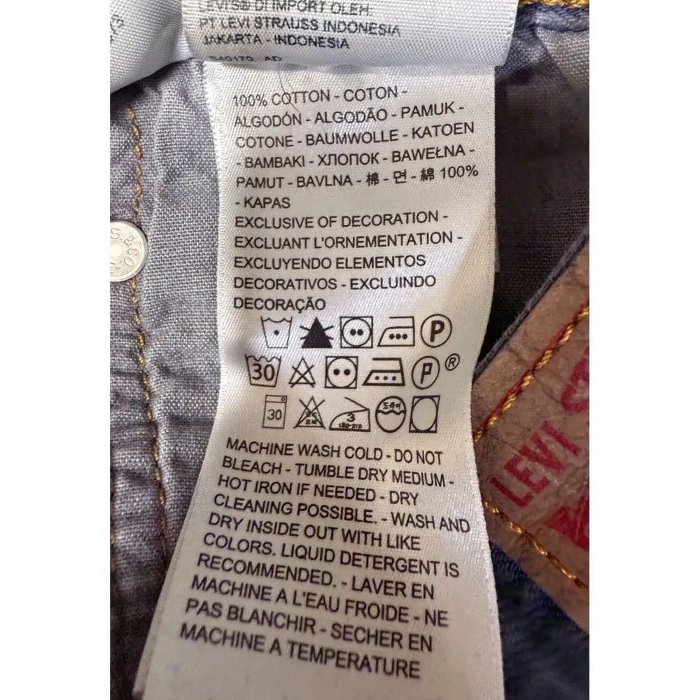 Levis 501 Denim Jean Shorts Women 31 Blue Bleached Button Fly Distressed Cut Off - Image 4