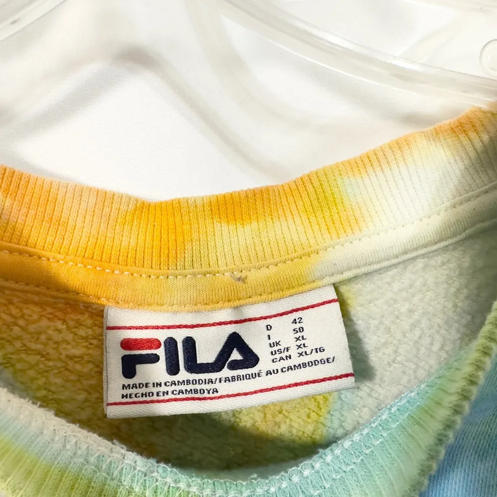 Fila XL Tie Dye Sweatshirt Handmade Pullover Crew Neck Colorful Graphic Logo 117 - Image 2