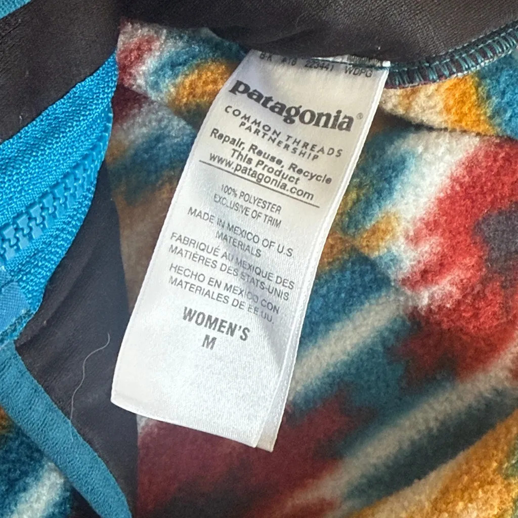 Patagonia Synchilla Vest with Red, Yellow, and Blue Pattern Aztec Western - Image 5