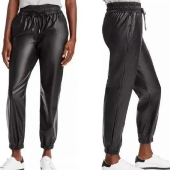 Studio Badgley Mischka Faux Leather Joggers With Side Pockets Size Small - Image 2