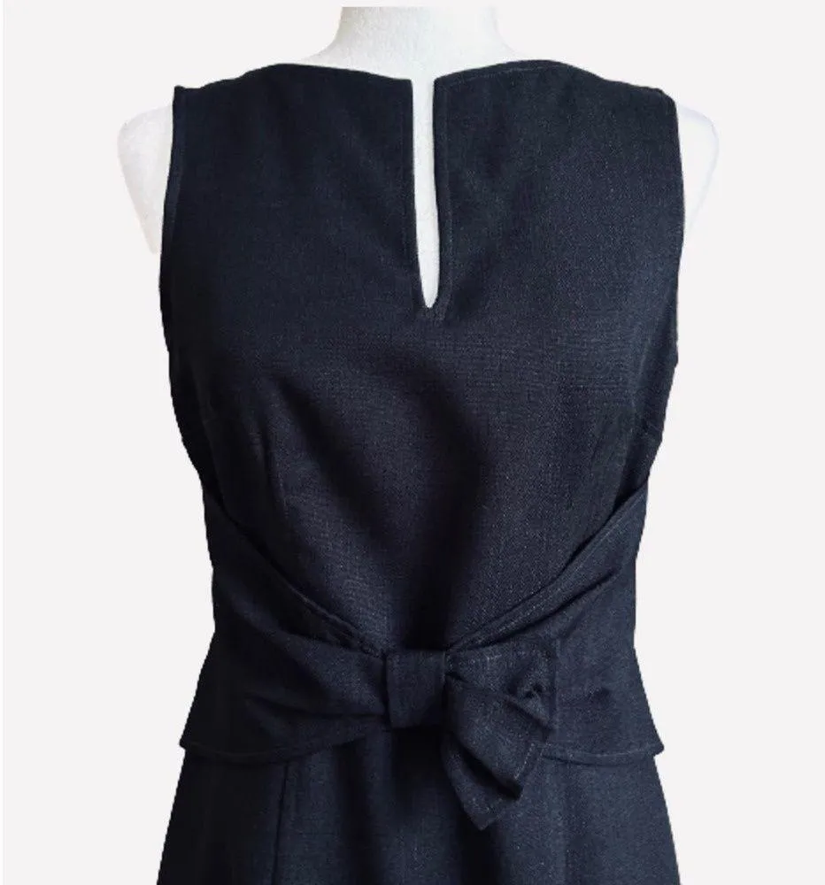 David Meister Dress Black Sleeveless Bow Waist Sheath Cocktail Dress Size 4 - Image 3