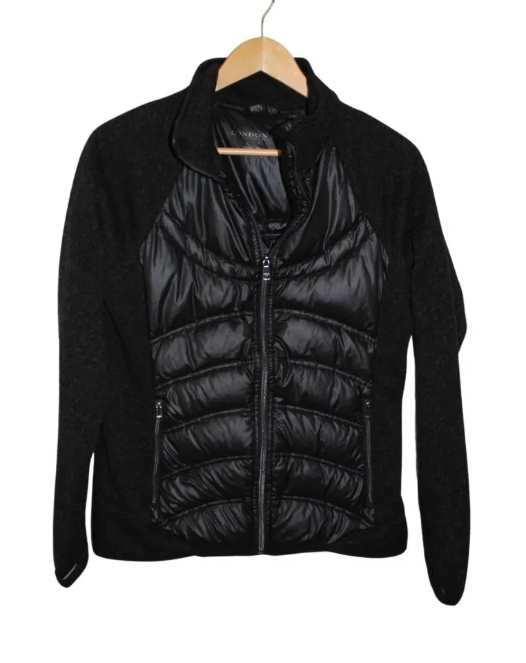 London Fog Women's Size Small Knit Sleeve Down Black Puffer Jacket - Image 1