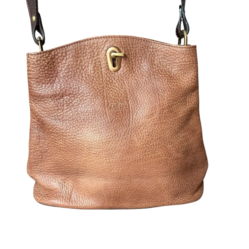 I Ponti Firenze Brown Penble Leather Wide Strap Shoulder Bag - Image 5