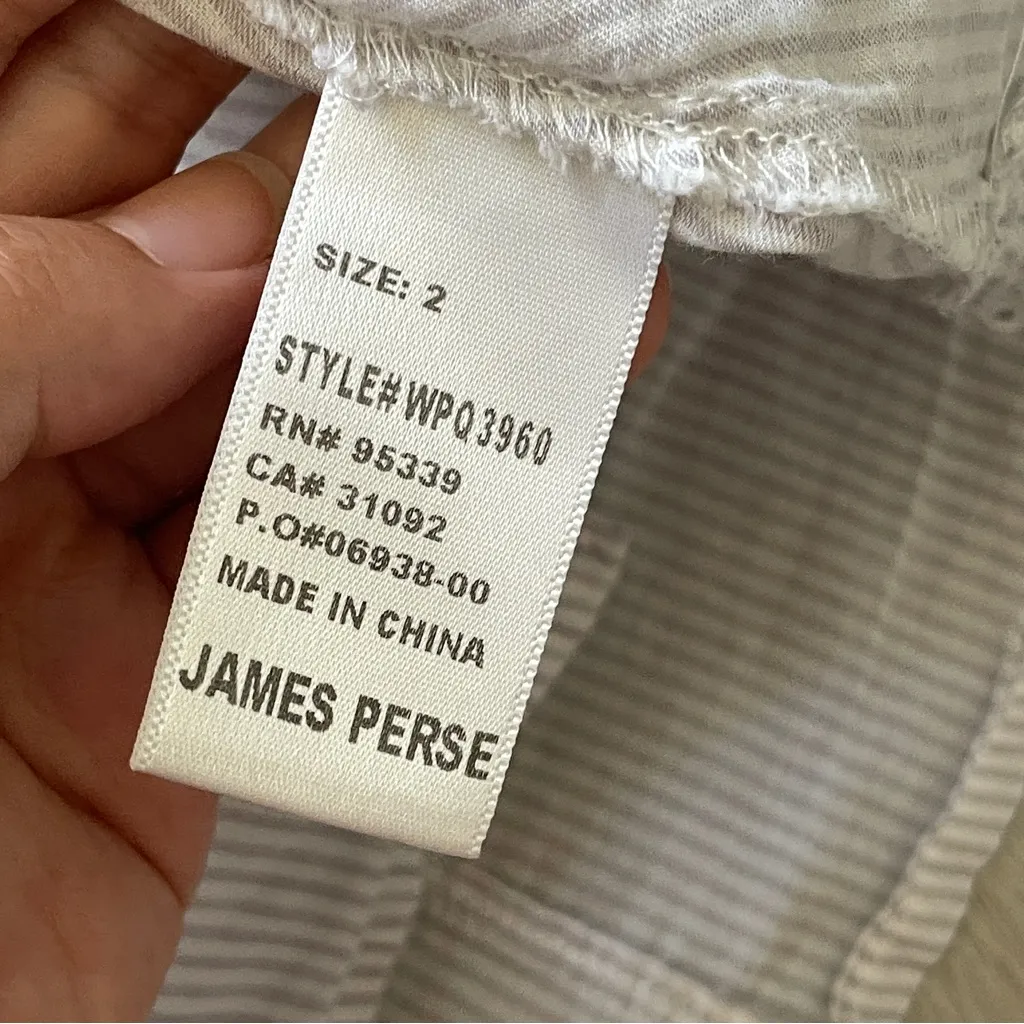 James Perse Shirt cotton striped button down womens Beige (medium) contemporary - Image 7