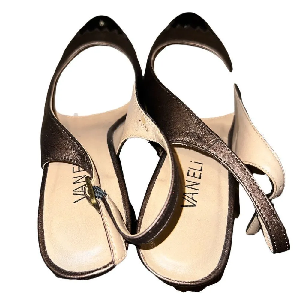 Vaneli shimmery bronze leather sling backs with kitten heels size 6.5 Brown - Image 4