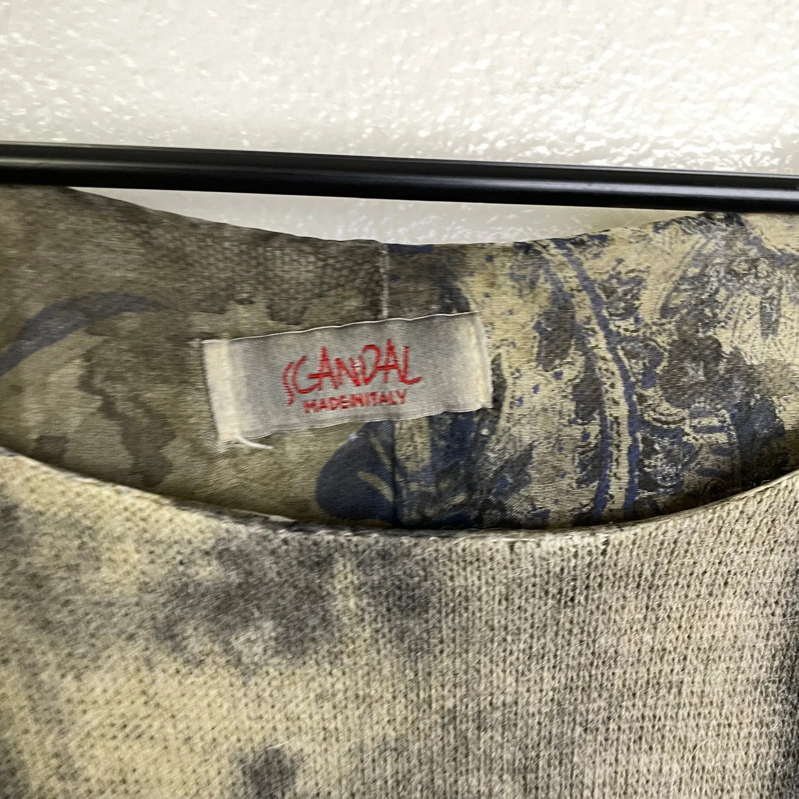 Scandal Italy Sweater Top Long Sleeve Knit Layered Lined Sheer Shirt Pleat Back* Brown Size M - Image 11