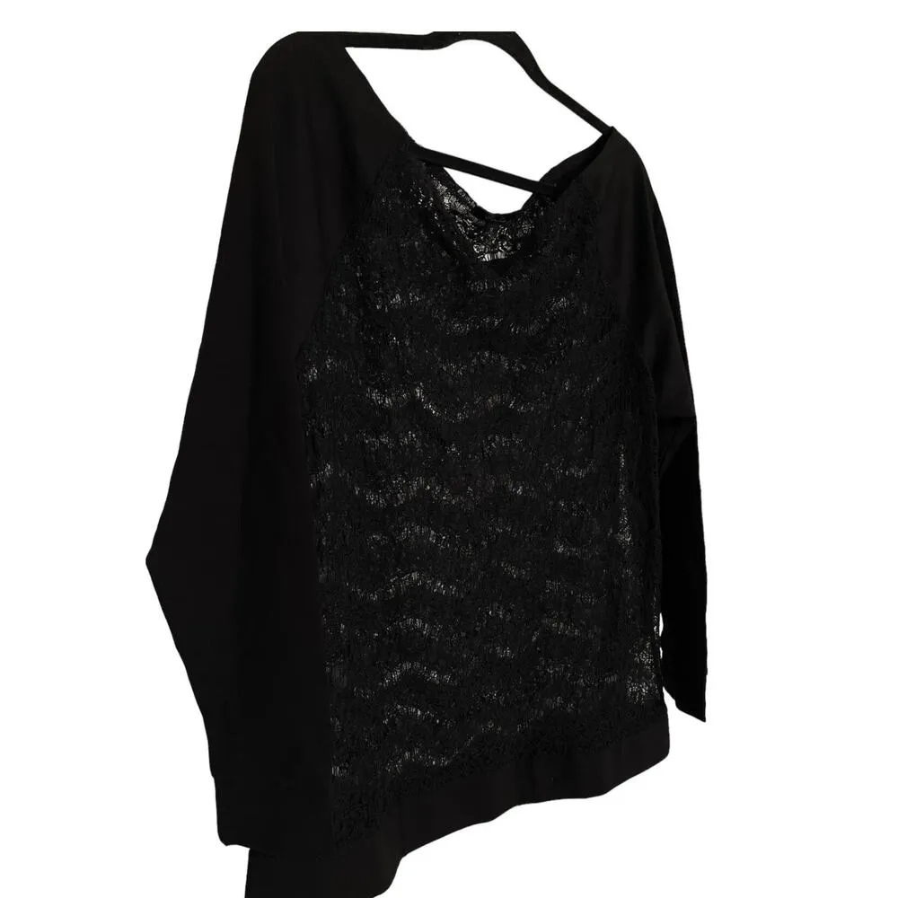Poetic Justice Lace Ponte Sleeve Knit Off Shoulders Top Women Size 1X NWOT Black - Image 7