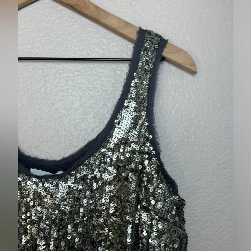 Velvet by Graham and Spencer Garbanni Leyla Sequin Tank in Steel Small NEW $199 Silver - Image 7