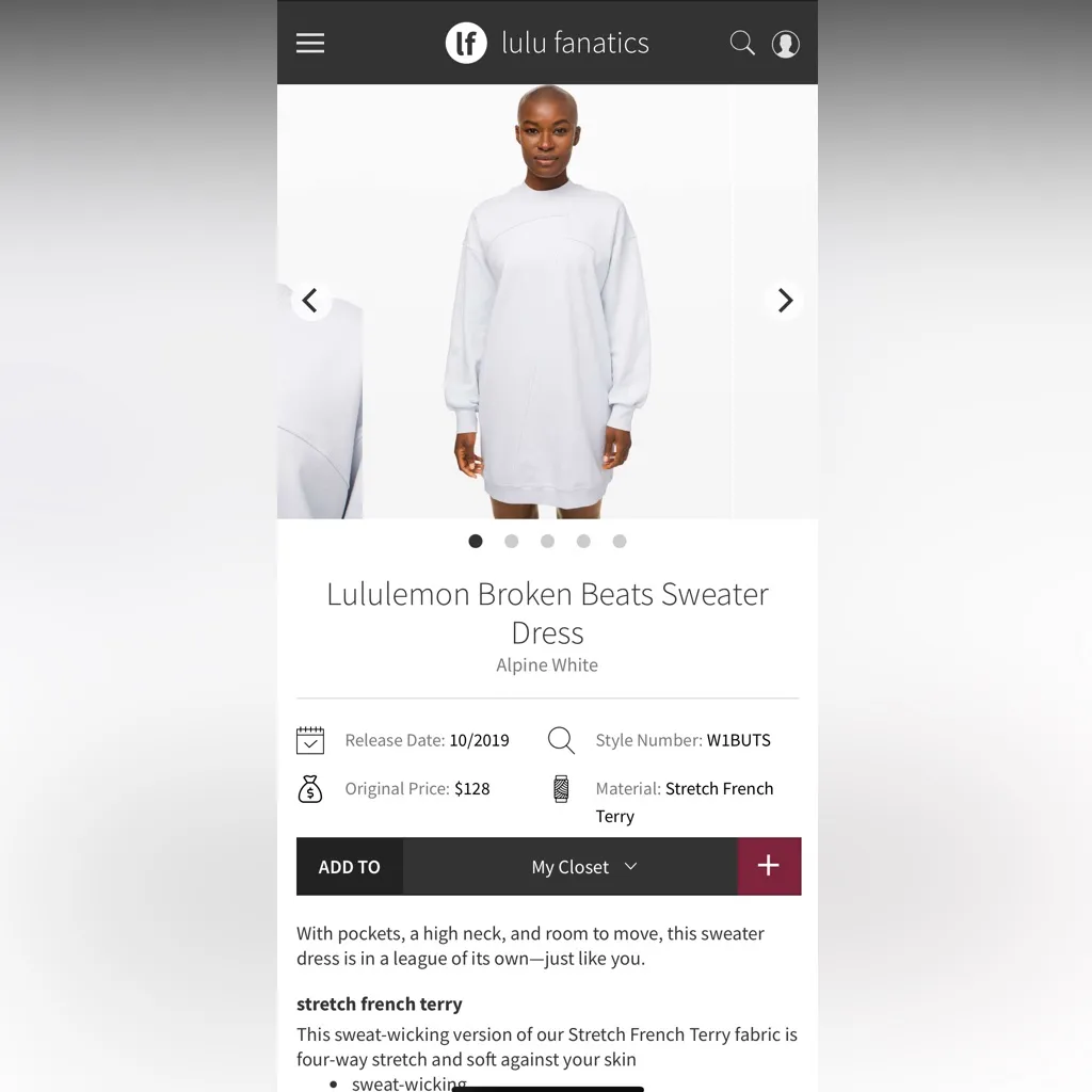 Womens Lululemom Broken Beats Sweater Dress Size small - Image 2