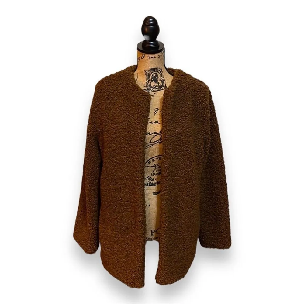 Teddy Jacket Coat Women’s Size Medium Brown Max Studio - Image 3