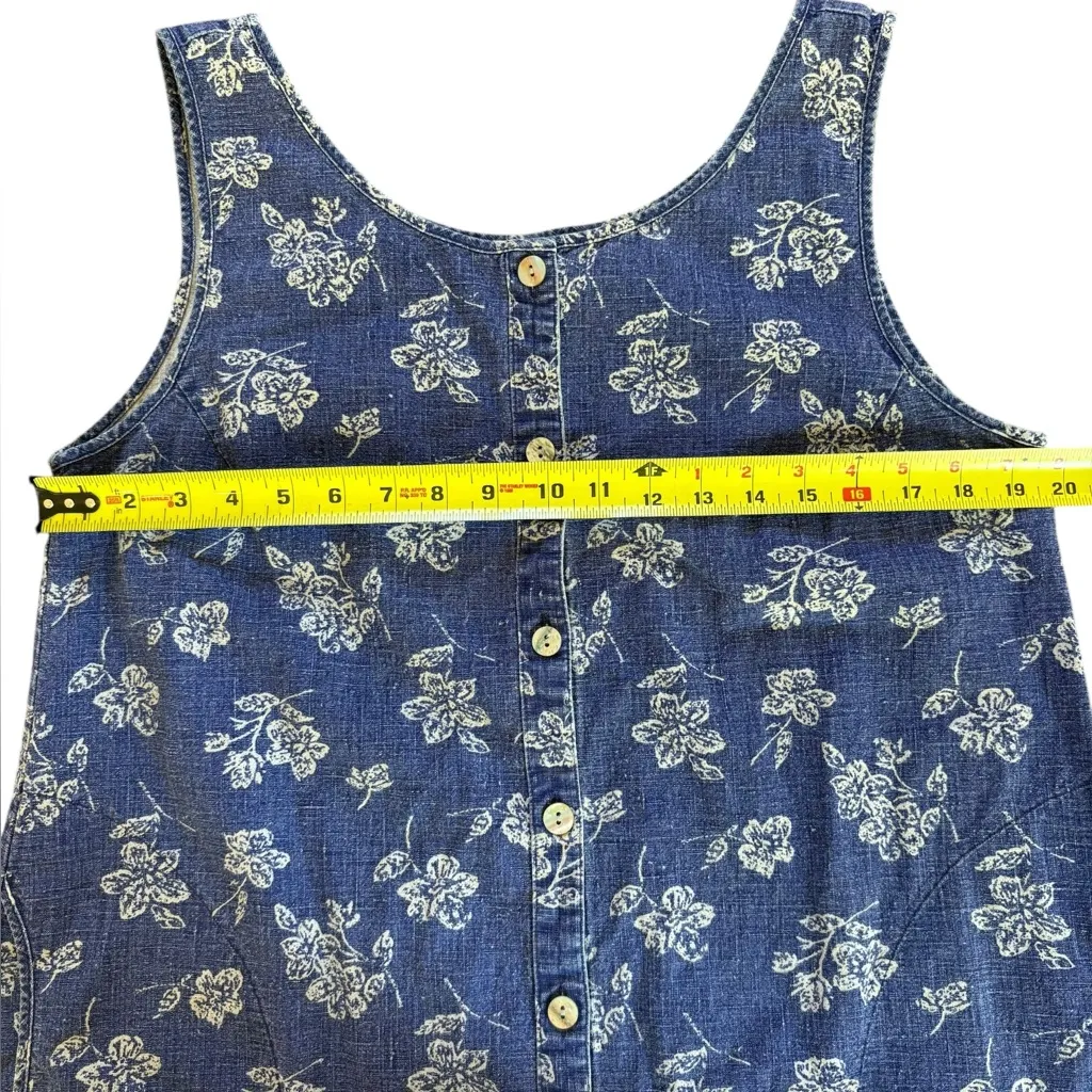 LL Bean Vintage Midi Dress Linen Cotton Floral Button Down Womens Medium  Petite Blue Size undefined - $47 - From Jessica