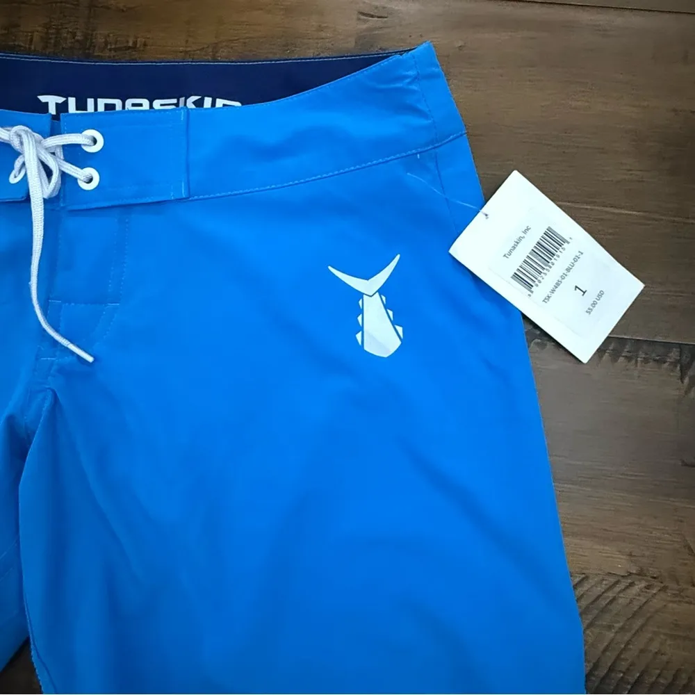 NWT Women's Tunaskin turquoise Board Shorts Aquatic Sports Swim Surf Size 1 Blue - Image 2
