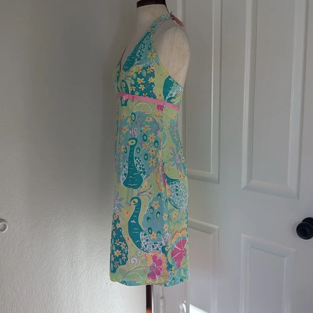 Lilly Pulitzer y2k peacock halter dress - Image 4